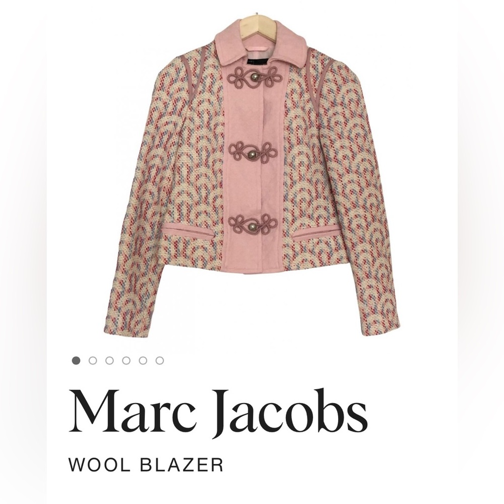 MARC JACOBS VINTAGE 
Pink Scallop Print Wool Tweed Jacket